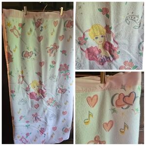 Vintage 1995 NWOT Barbie Princess Ballerina Satin Trim Fleece Blanket 71"x91"